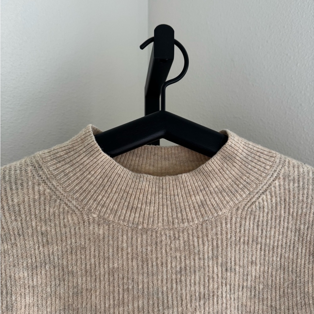 Beige Ribbed Knit Sweater - Picture 3 of 4